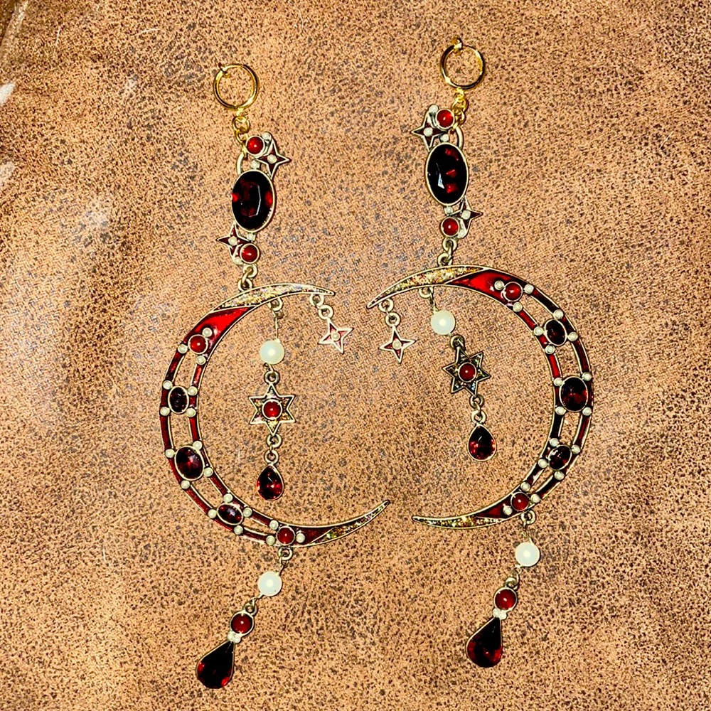 Clip On Earrings , Moon & Stars